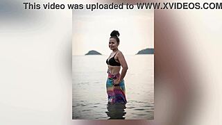 Seductive photoshoot in the tropics with a bodybuilder and a babe