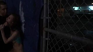 Slender teen enjoys intense outdoor public group sex with muscular partner while dominating herself