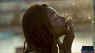 Cameroonian beauty Mimi Desuka's pool solo in Playboy