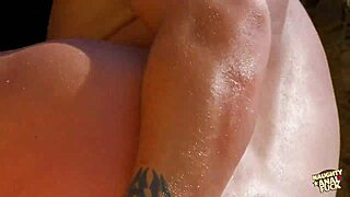 Beach-loving brunette's regular anal beach escapades