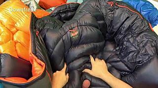 Nylon fetish fun with inflatable pool toys and masturbation