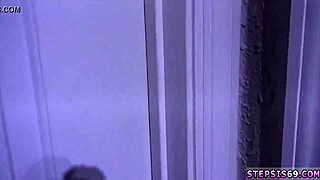 Young girls giving blowjobs in a hotel room while an observing sibling suspends from the ceiling