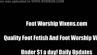 Piper and Cat explore their foot fetish in lesbian footjob