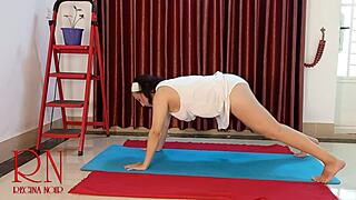 Regina Noir's sensual yoga session in the gym