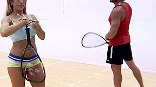 European tennis babe gets her big tits and feet fetishized