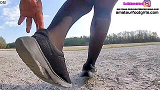 Steamy feet video featuring Kat's tantalizing shoeplay and foot fetish