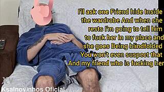 Blindfolded wife's erotic adventure with a cuckold friend in guard uniform