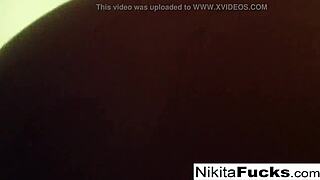 Russian hottie Nikita von James in steamy solo fishnet show