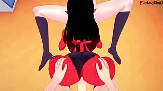 Meru's Ahegao-filled threesome in uniform and POV