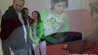 Slutty brunette gets her holes drilled and face covered with cum