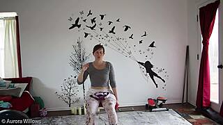 Yoga instructor gives special attention to his wife’s curvaceous body.