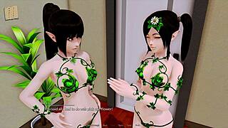Beautiful women in an animated 3D hotel