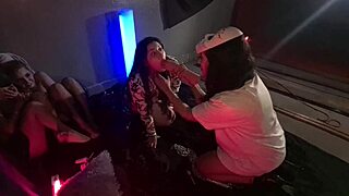 Hardcore Halloween orgy with hot Latinas and lesbian sex