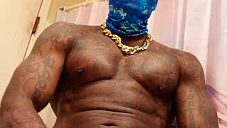 Hallelujah Johnson's big black hairy dick worship and masturbation scene