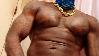 Hallelujah Johnson's big black hairy dick worship and masturbation scene