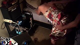 Amateur French slut in satin lingerie gets doggy style fucking with POV camera