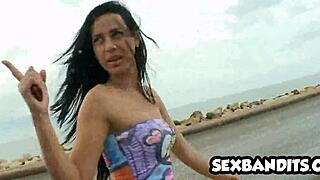 A beautiful blue-eyed Latina teen seduces us on vacation