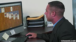 Gay threesome with employee and coworker on grabass.com