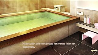 Steamy shower scene in a manga-style kiss video