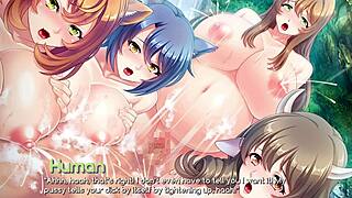All sex scene with a monster girl breeder in a new hentai game