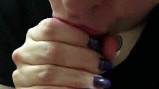 Amateur black girl gives a deep throat blowjob