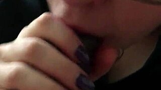 Amateur black girl gives a deep throat blowjob