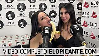 Mielcita and Almendra enjoy a creamy banana treat in a spicy room