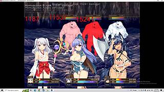 Group sex with a horny shrine girl and an alchemist in a hentai video by Kagura Games.