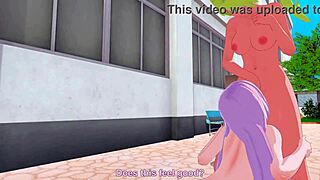 3D adult cartoon with Sakura and Naruko, two girls who fall in love.