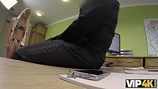 Young blonde gets VIP treatment in secret office audition