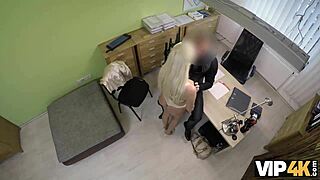 Young blonde gets VIP treatment in secret office audition