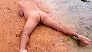 Public beach outing of a gay Latina ladyboy with a big ass ends up in a hot scene.