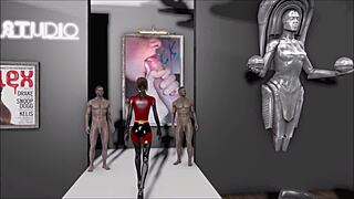 Cartoon porn with a brunette in Fallout 4 attire