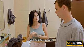 Stepbro with big cans gets a good scolding with a blowjob and then has sex with her.