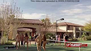 Joe and Kristen continue the tradition of skinny dipping in the pool during their hot date with other couples.