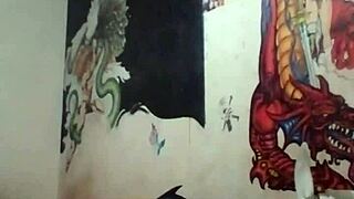 Skinny transsexual masturbates