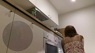 Young redhead wife shows off her big ass in dress