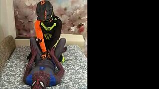 Gay motorcycle enthusiast gets pleasure from Spiderman costume