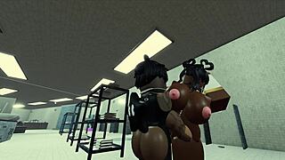 Black nun gets naughty in Roblox game