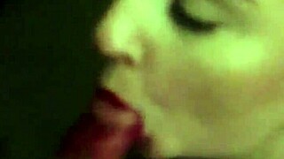 Young wife gives great blow job and deep throat to a big cock