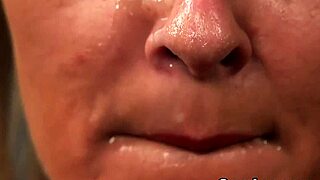 Beautiful woman with a great sexual desire receives facial with a cum shower on her face