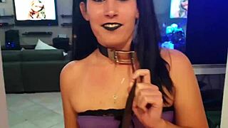 Young emo slut gets bound and dominated in toilet