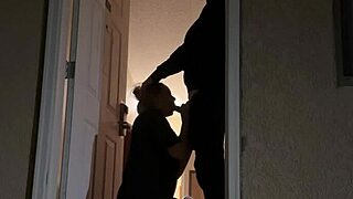 Amateur couple gets it on in the hotel doorway and get caught in the act