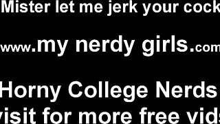 A nerdy looking girl enjoys rough sex and gives instructions for masturbation