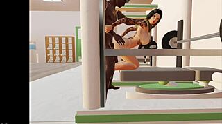 Big dick penetrates the ass of a bent over twink in a 3D animated gym