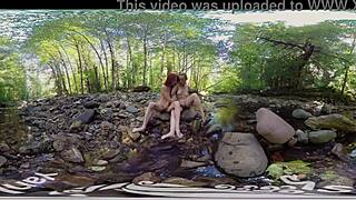 Redhead and blonde have outdoor lesbian fun and climax