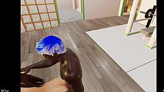 Big dick penetrates the ass of a bent over twink in a 3D animated gym