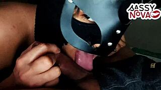 Hot college girl gives deepthroat and sensual handjob