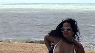 Beautiful Portuguese woman gets her ass fucked on the beach