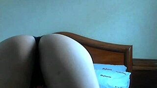 A blonde girl masturbates while on a video call